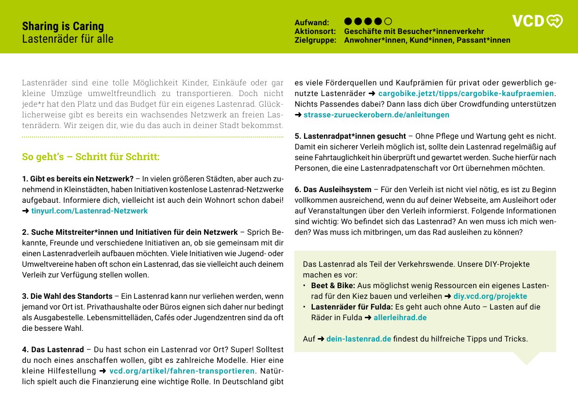 How-To-Karte: Lastenradverleih (10er Set)