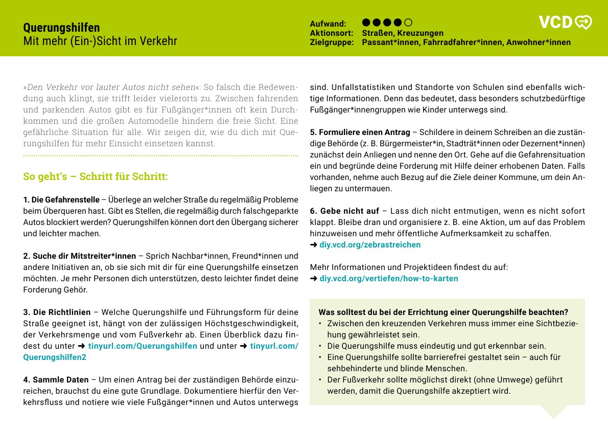 How-To-Karte: Querungshilfe (10er Set)