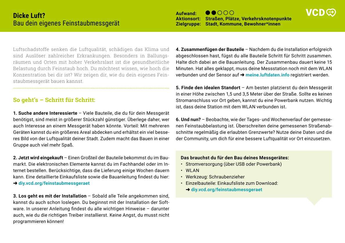How-To-Karte: Feinstaubmessgeräte bauen (10er Set)